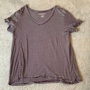 Maroon striped tee shirt